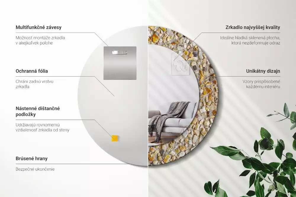 Ronde spiegel met bedrukte lijst Terrazzo patroon