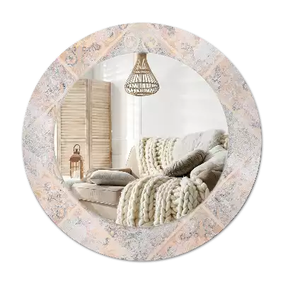 Ronde spiegel met decoratie Geschuurde tegels