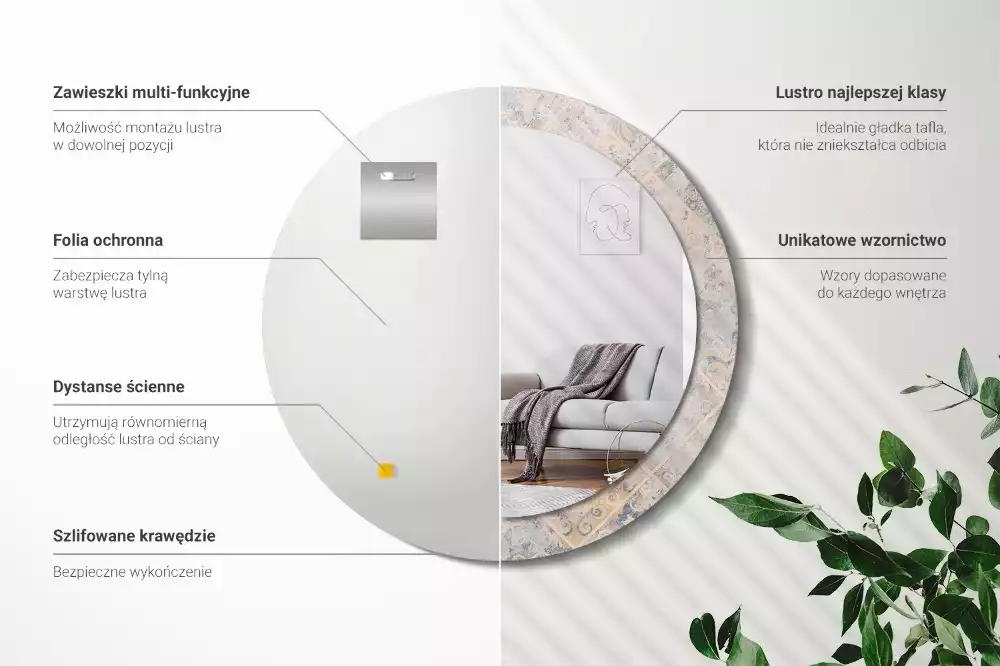 Ronde spiegel met decoratie Geschuurde tegels