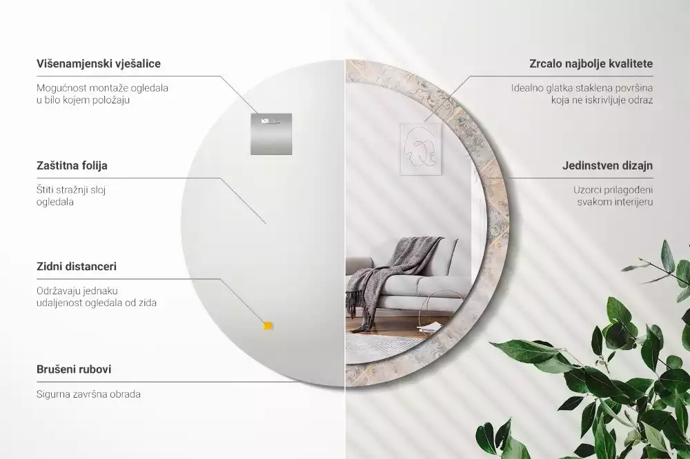 Ronde spiegel met decoratie Geschuurde tegels