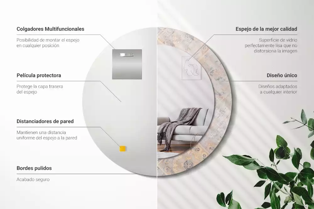 Ronde spiegel met decoratie Geschuurde tegels