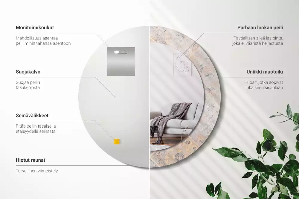 Ronde spiegel met decoratie Geschuurde tegels