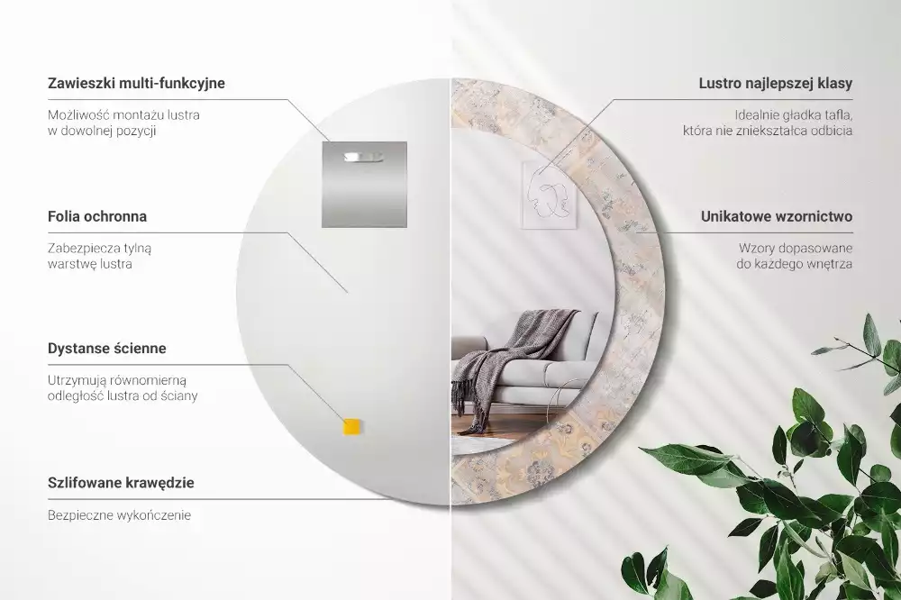 Ronde spiegel met decoratie Geschuurde tegels