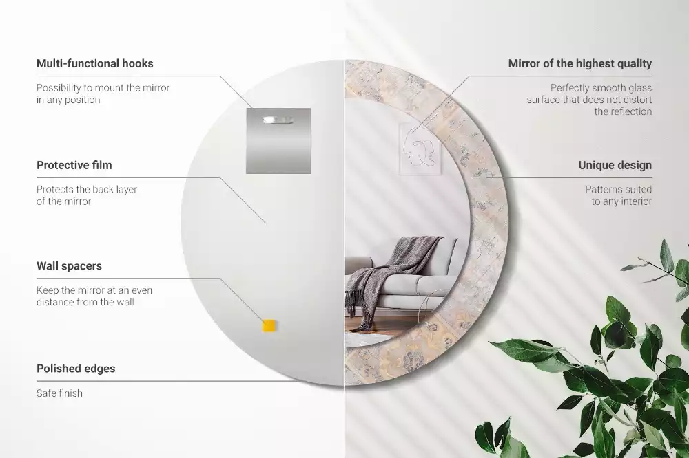 Ronde spiegel met decoratie Geschuurde tegels