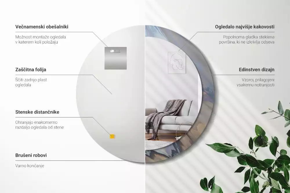 Bedrukte ronde spiegel Abstracte golven