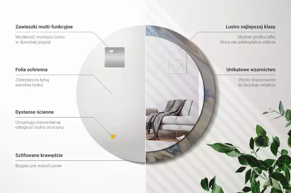 Bedrukte ronde spiegel Abstracte golven