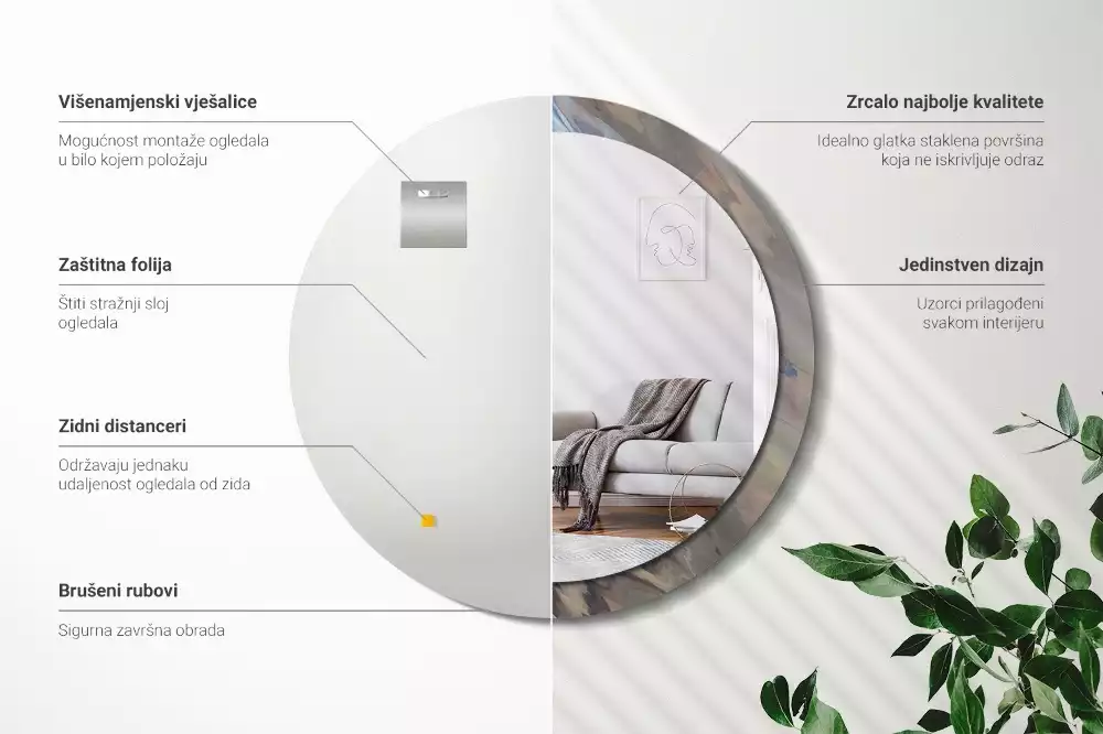 Bedrukte ronde spiegel Abstracte golven