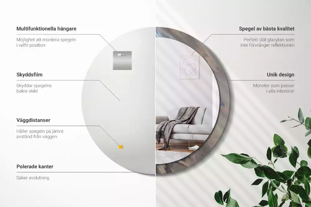 Bedrukte ronde spiegel Abstracte golven