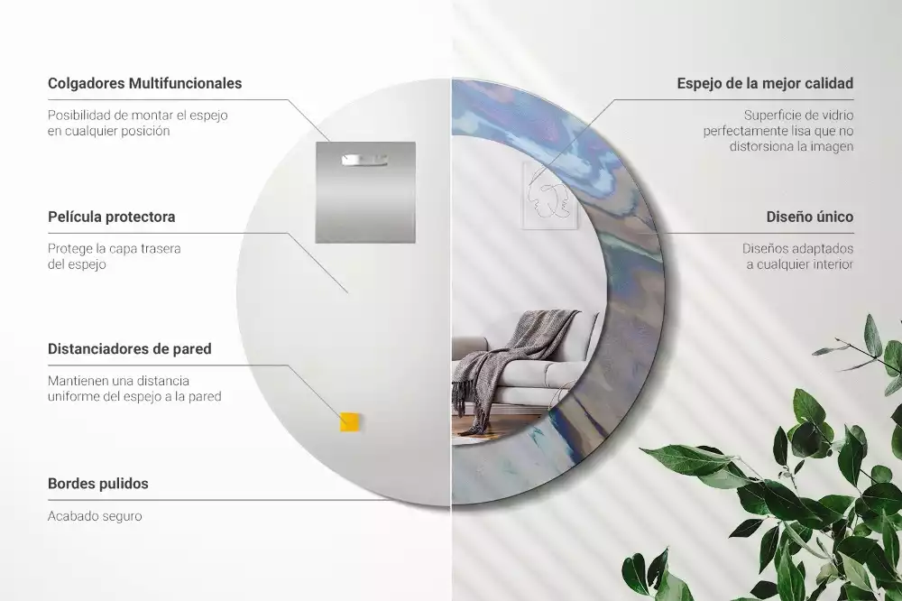 Bedrukte ronde spiegel Abstracte golven