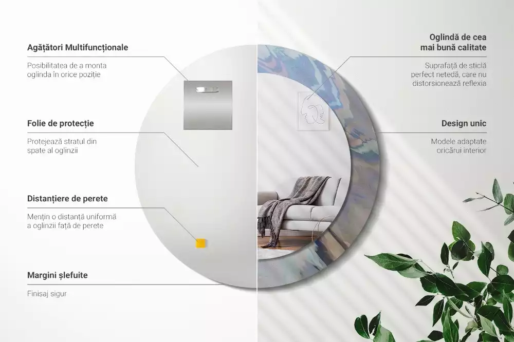 Bedrukte ronde spiegel Abstracte golven