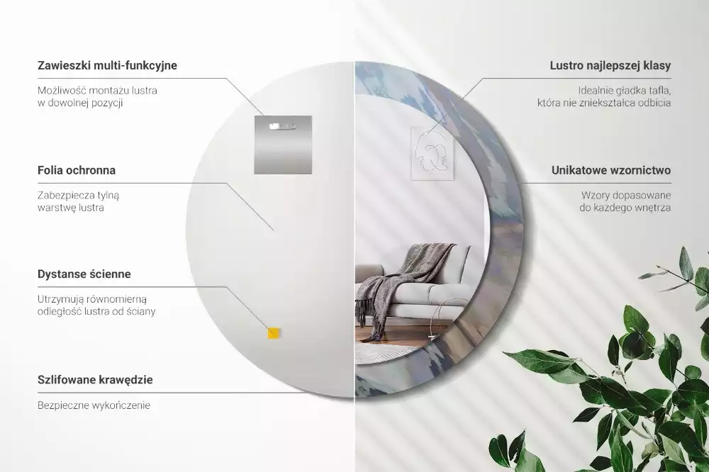 Bedrukte ronde spiegel Abstracte golven