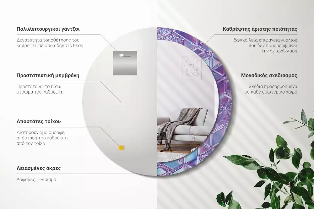 Ronde spiegel met decoratie Kristalpatroon