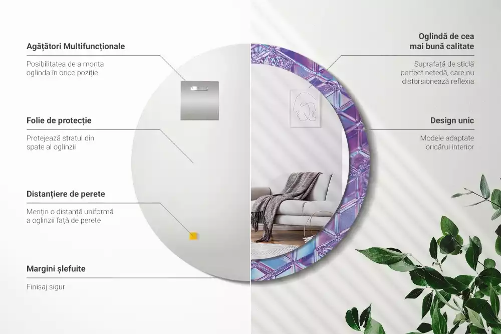 Ronde spiegel met decoratie Kristalpatroon