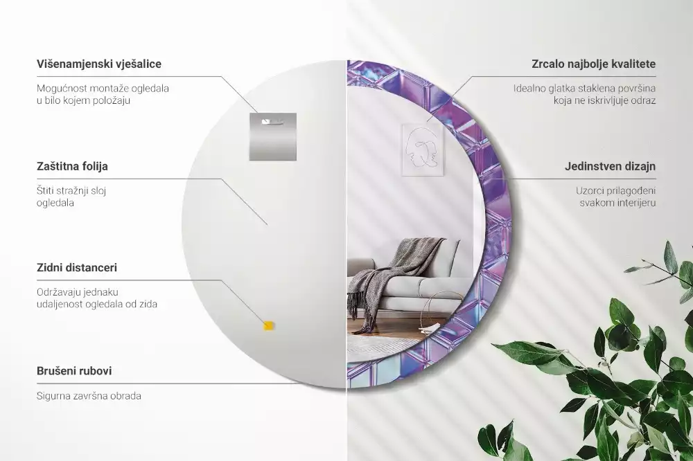 Ronde spiegel met decoratie Kristalpatroon