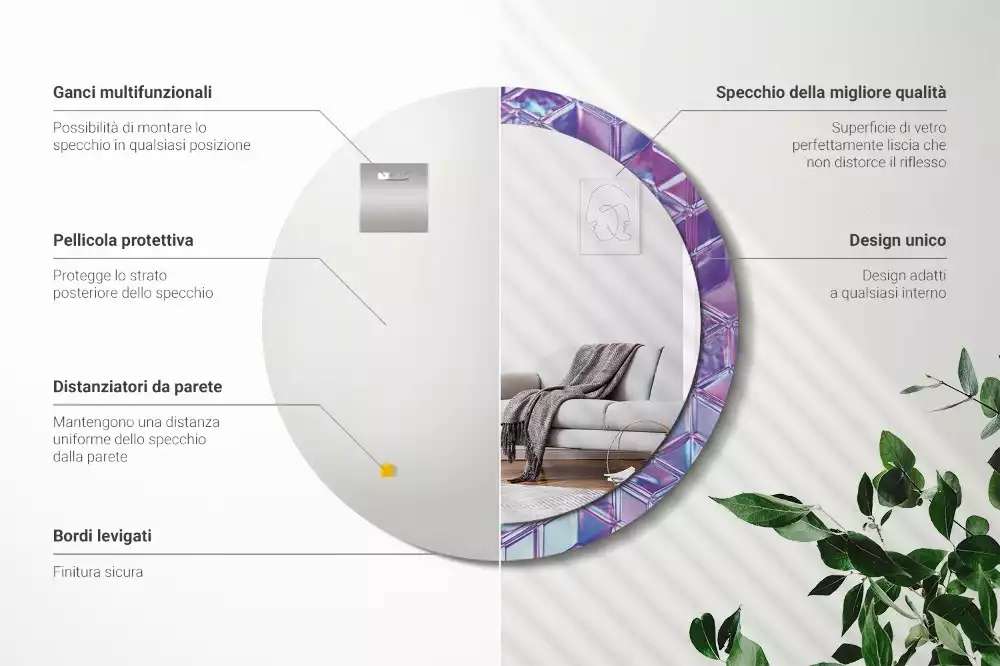 Ronde spiegel met decoratie Kristalpatroon