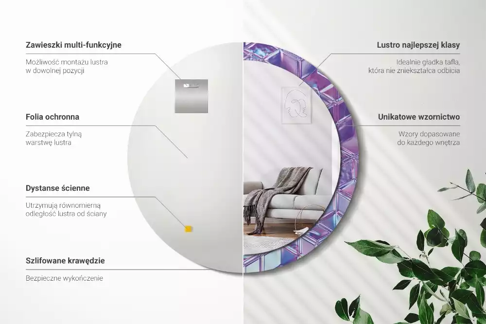 Ronde spiegel met decoratie Kristalpatroon