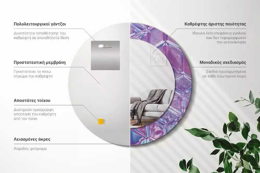 Ronde spiegel met decoratie Kristalpatroon