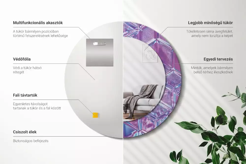 Ronde spiegel met decoratie Kristalpatroon