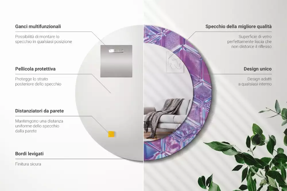 Ronde spiegel met decoratie Kristalpatroon