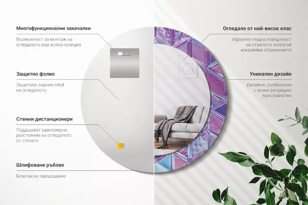 Ronde spiegel met decoratie Kristalpatroon