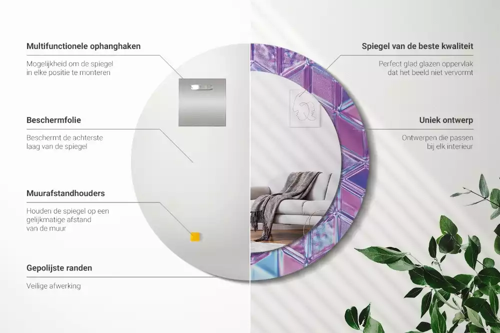 Ronde spiegel met decoratie Kristalpatroon