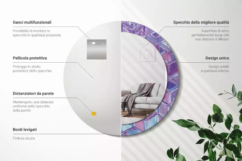 Ronde spiegel met decoratie Kristalpatroon