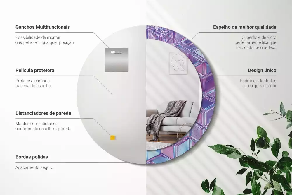 Ronde spiegel met decoratie Kristalpatroon