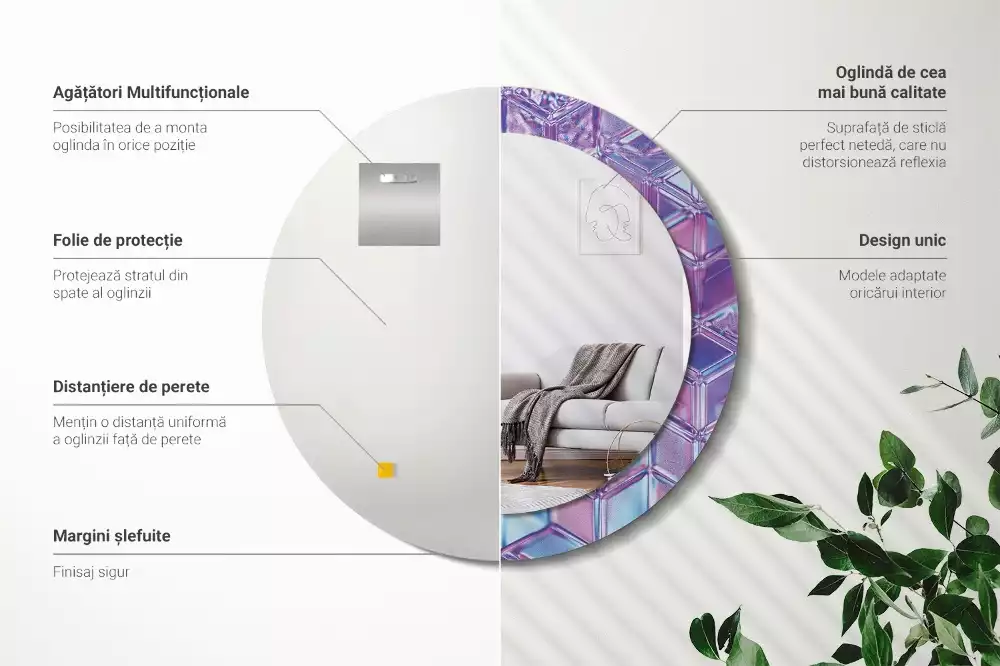 Ronde spiegel met decoratie Kristalpatroon