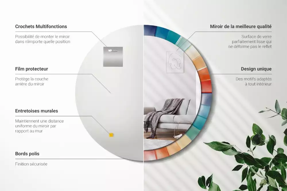 Bedrukte ronde spiegel Kleurrijke stralen tegels