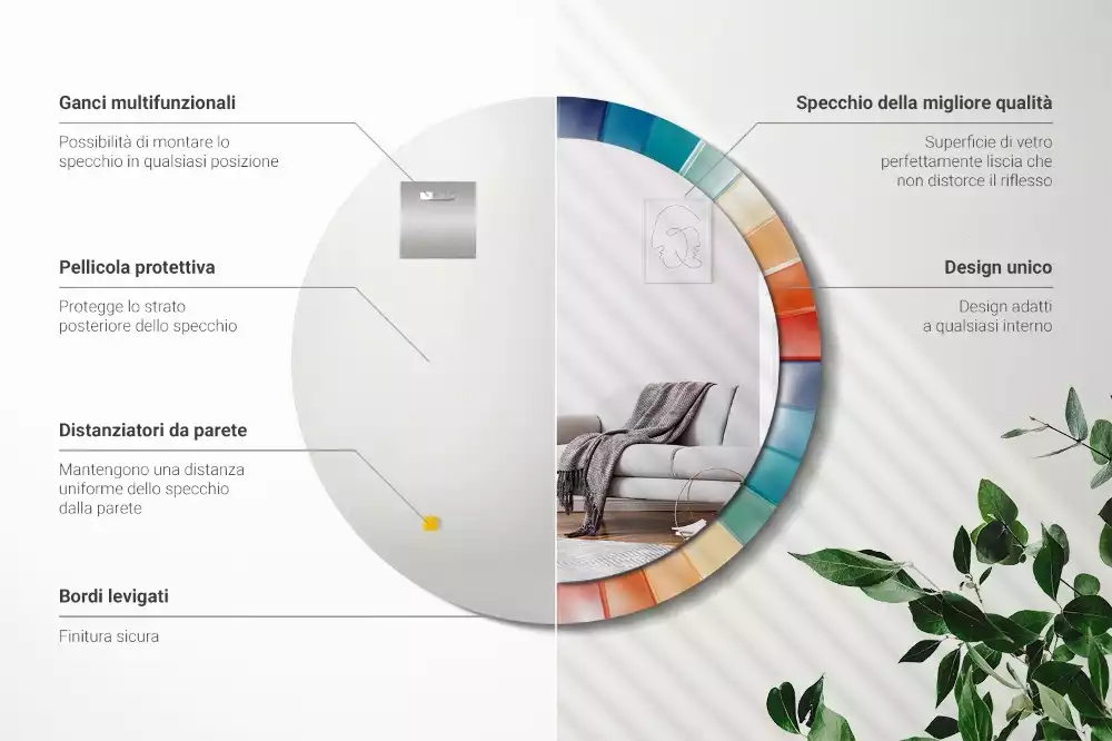 Bedrukte ronde spiegel Kleurrijke stralen tegels