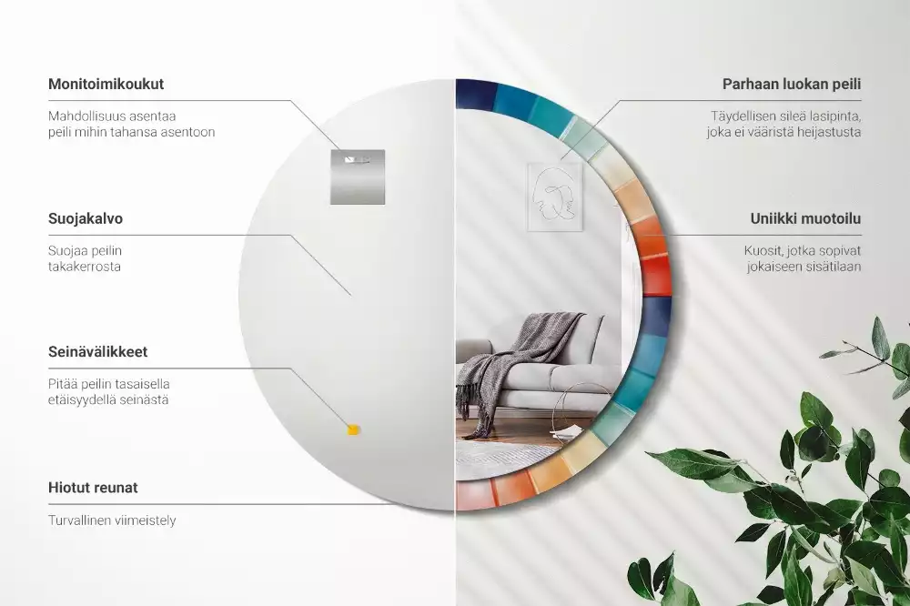 Bedrukte ronde spiegel Kleurrijke stralen tegels