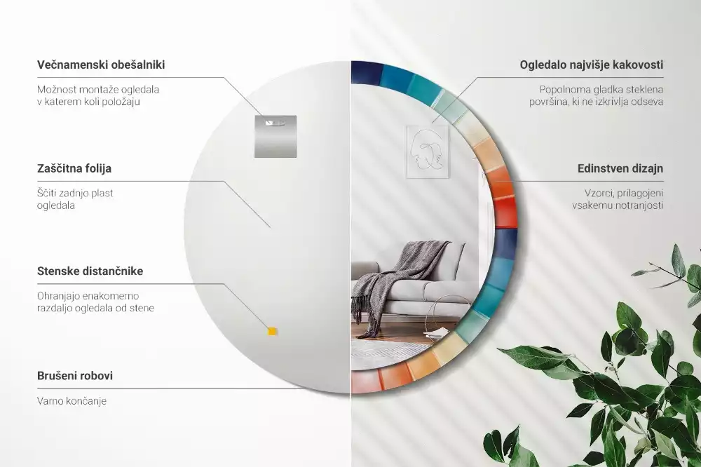 Bedrukte ronde spiegel Kleurrijke stralen tegels