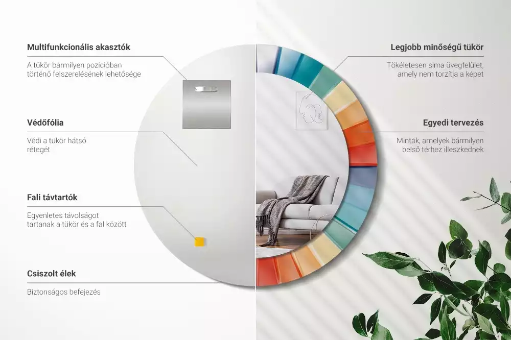 Bedrukte ronde spiegel Kleurrijke stralen tegels