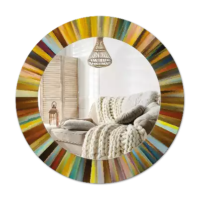 Ronde spiegel met decoratie Kleurrijke stralen