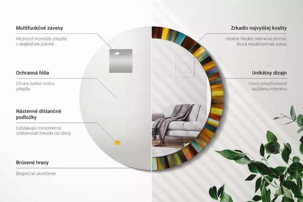 Ronde spiegel met decoratie Kleurrijke stralen