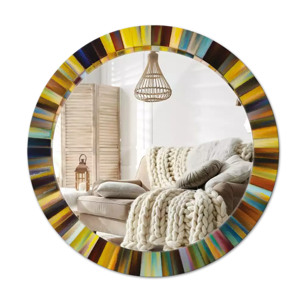 Ronde spiegel met decoratie Kleurrijke stralen