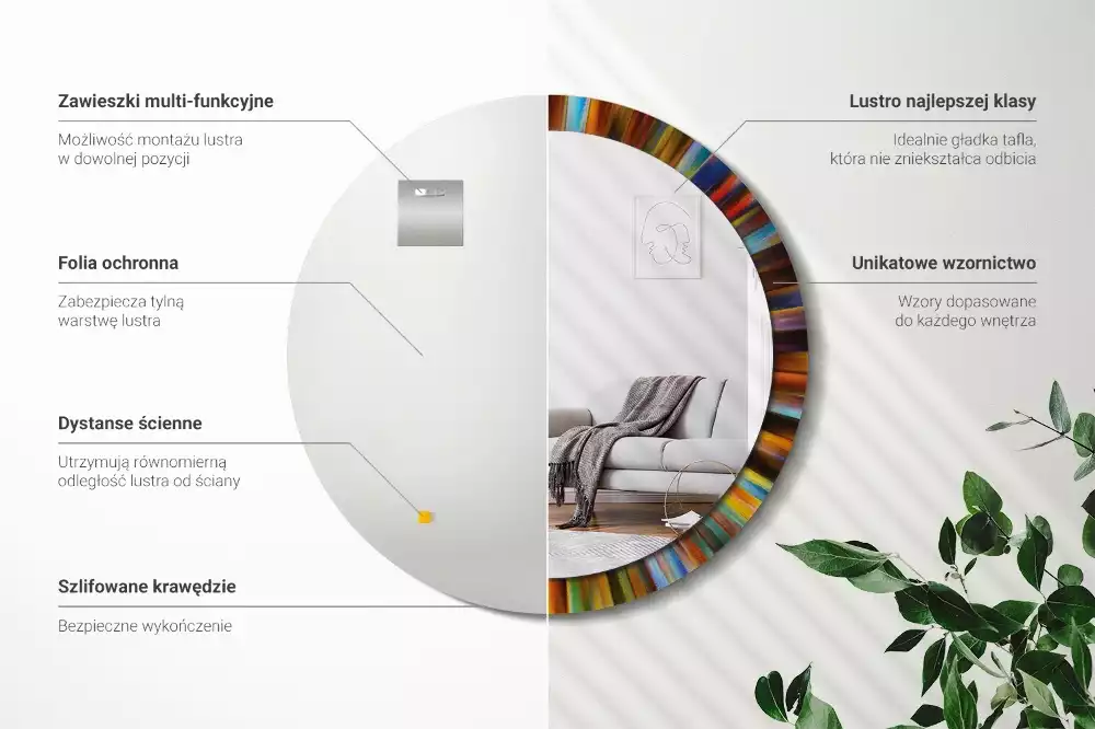 Ronde spiegel met decoratie Kleurrijke stralen