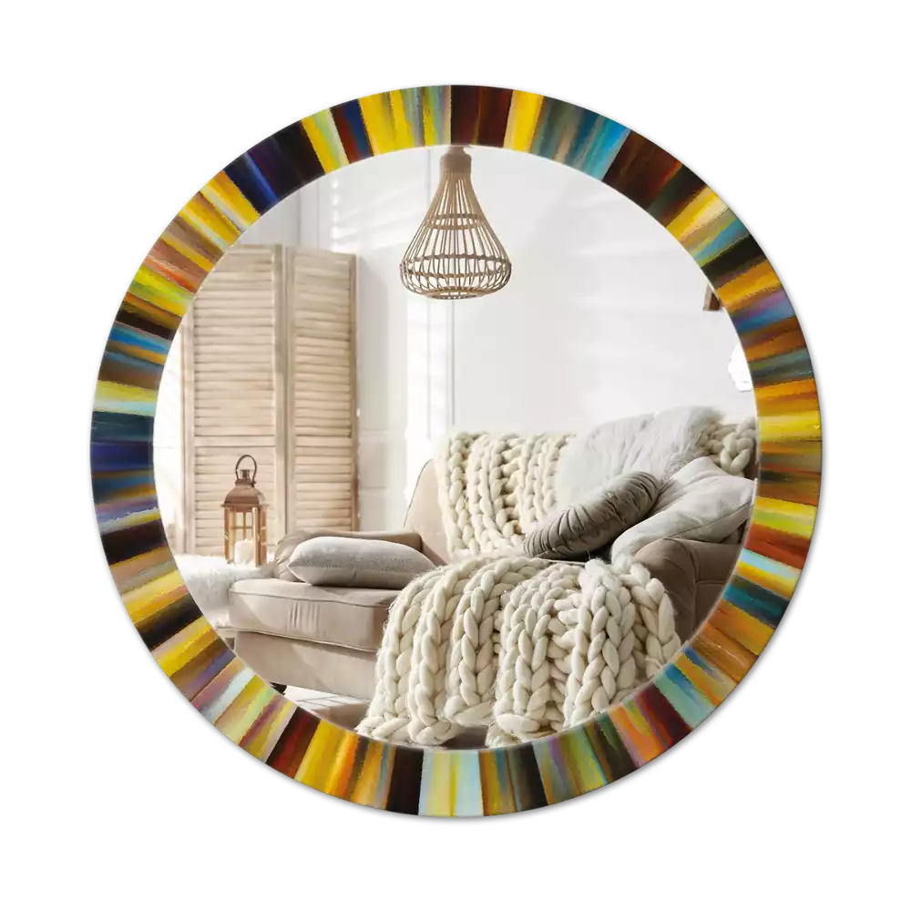 Ronde spiegel met decoratie Kleurrijke stralen
