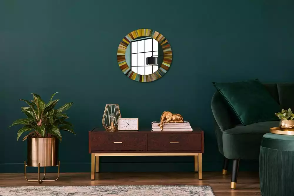 Ronde spiegel met decoratie Kleurrijke stralen