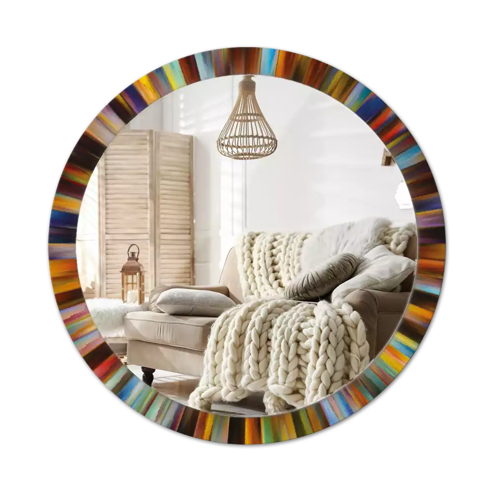 Ronde spiegel met decoratie Kleurrijke stralen
