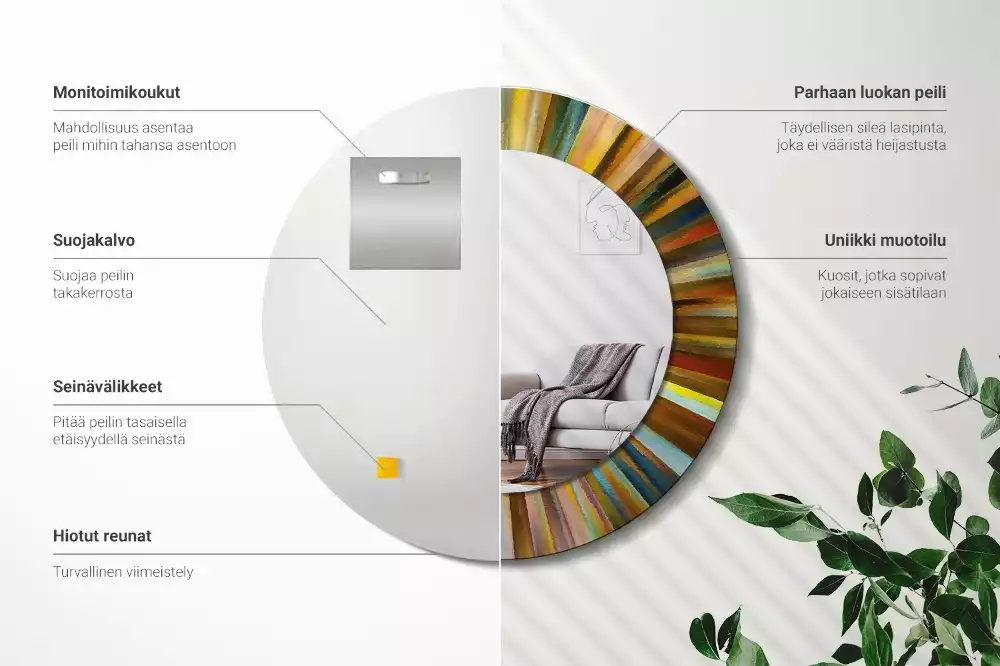 Ronde spiegel met decoratie Kleurrijke stralen