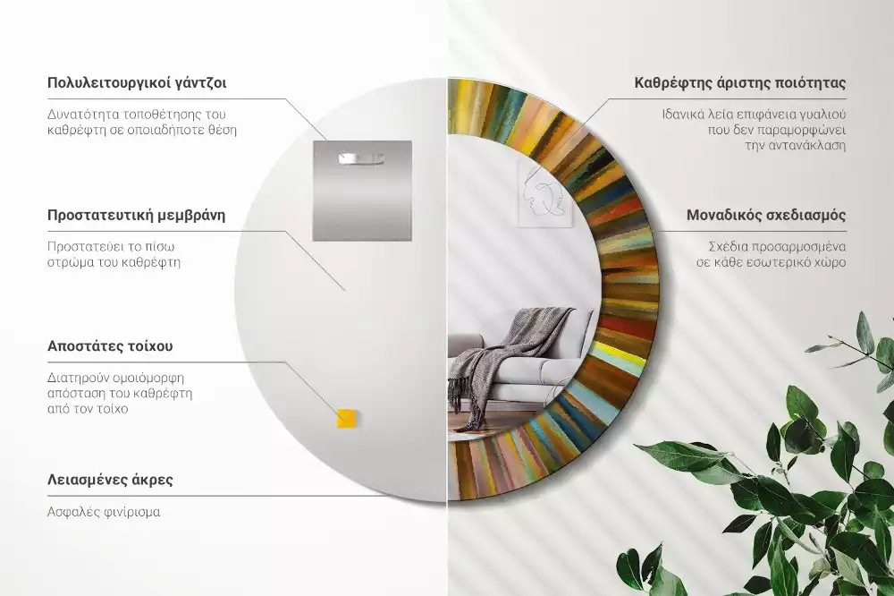 Ronde spiegel met decoratie Kleurrijke stralen