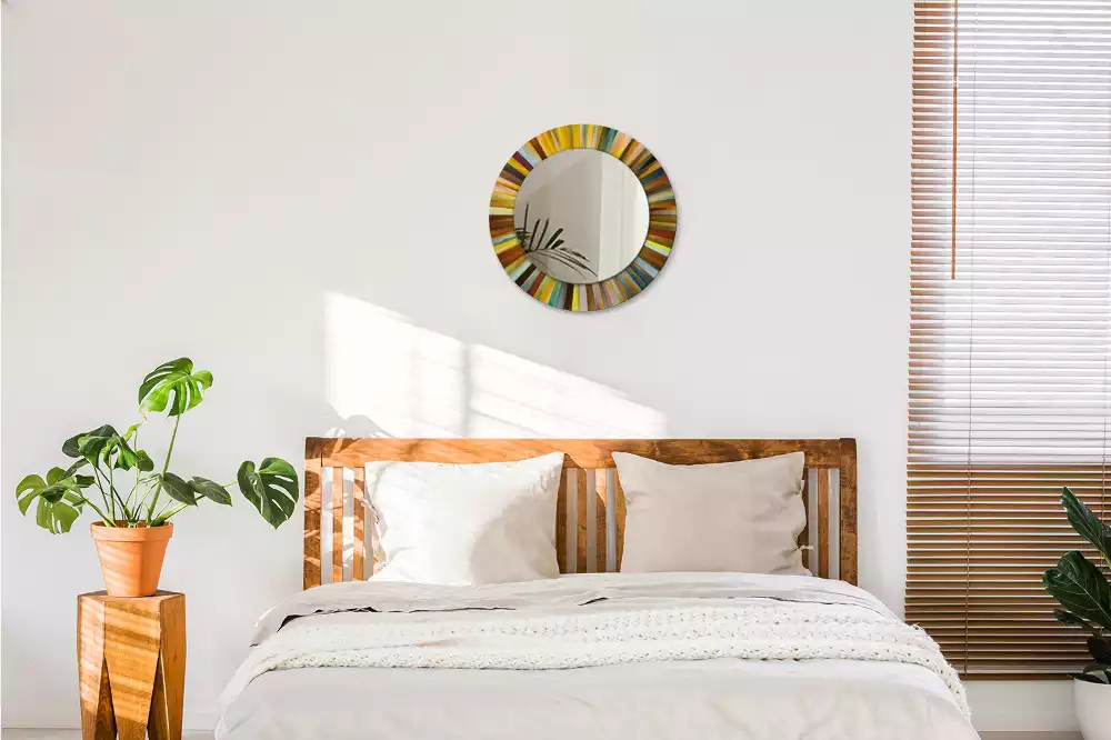 Ronde spiegel met decoratie Kleurrijke stralen