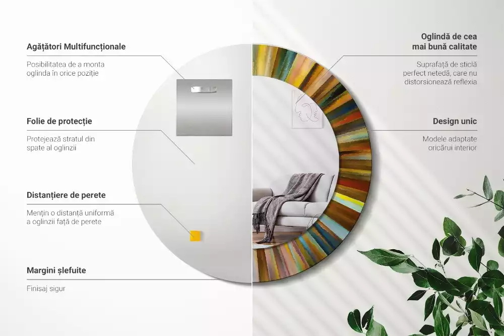 Ronde spiegel met decoratie Kleurrijke stralen