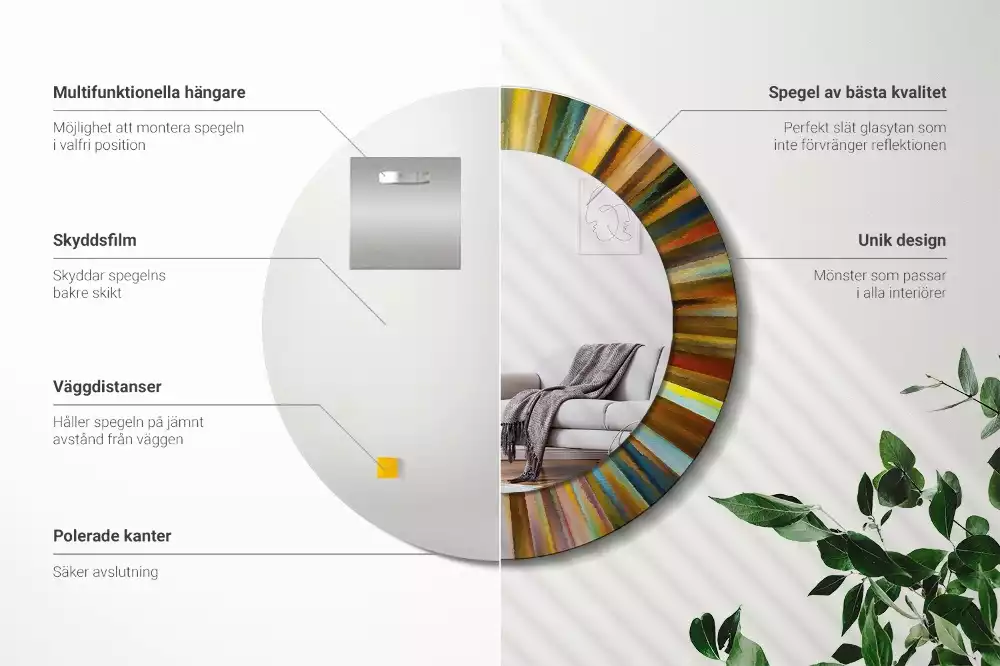 Ronde spiegel met decoratie Kleurrijke stralen