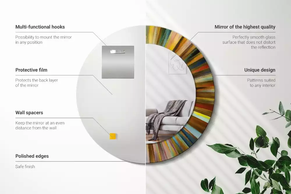 Ronde spiegel met decoratie Kleurrijke stralen