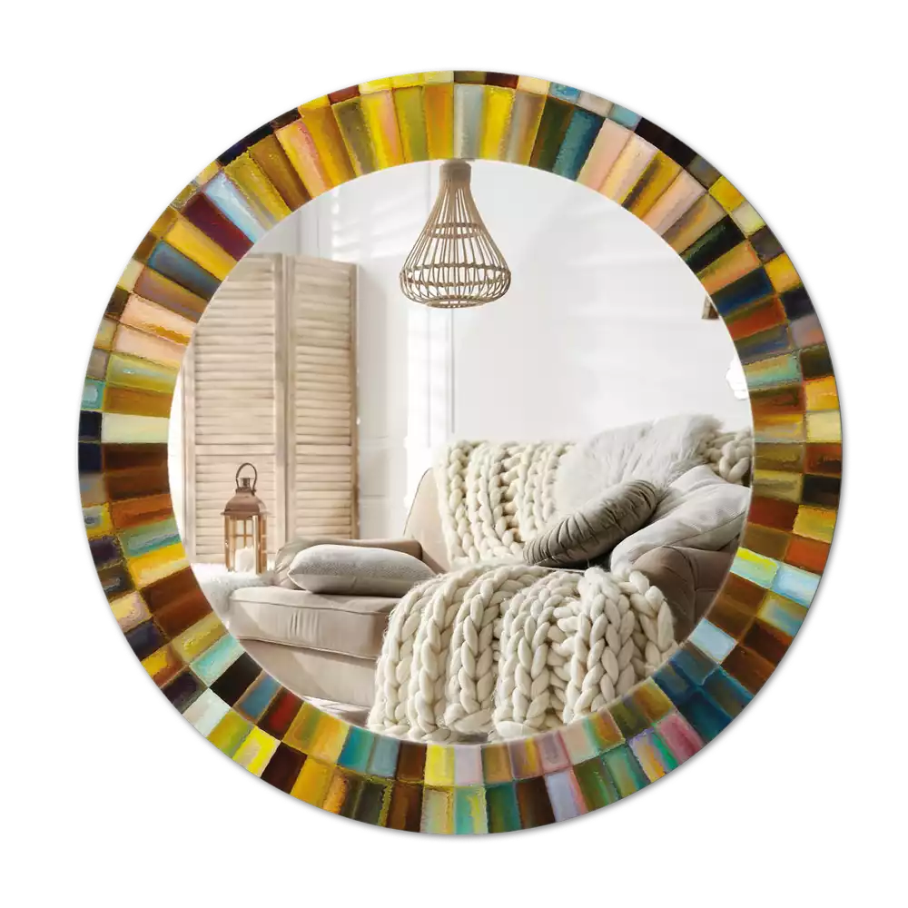 Ronde spiegel met decoratie Kleurrijke stralen