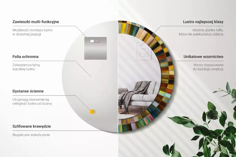 Ronde spiegel met decoratie Kleurrijke stralen