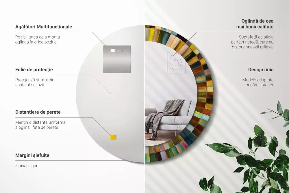 Ronde spiegel met decoratie Kleurrijke stralen