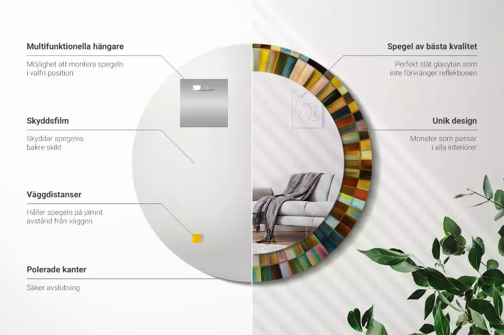 Ronde spiegel met decoratie Kleurrijke stralen